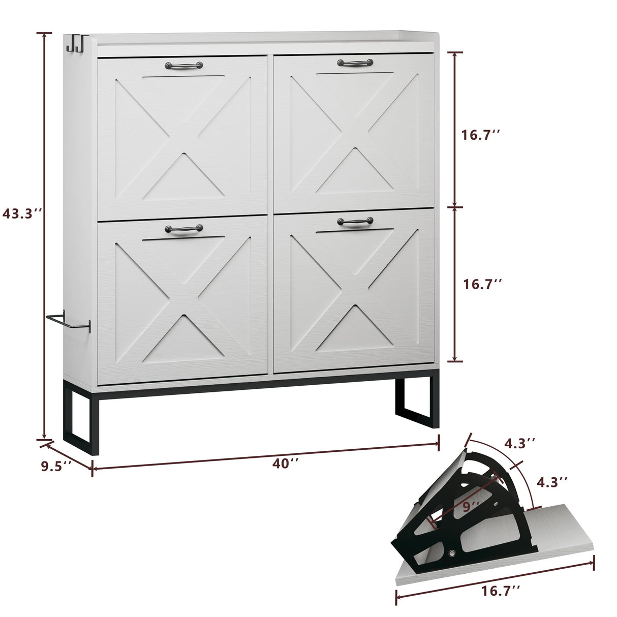 HUAHUU Shoe Cabinet with 4 Flip Drawers, Shoe Storage Cabinet with Mounted Rack & Adjustable Shelves, Shoe Cabinets Storage for Entryway, Hallway, Narrow Shoe Cabinet with Metal Legs, White HUAHUU