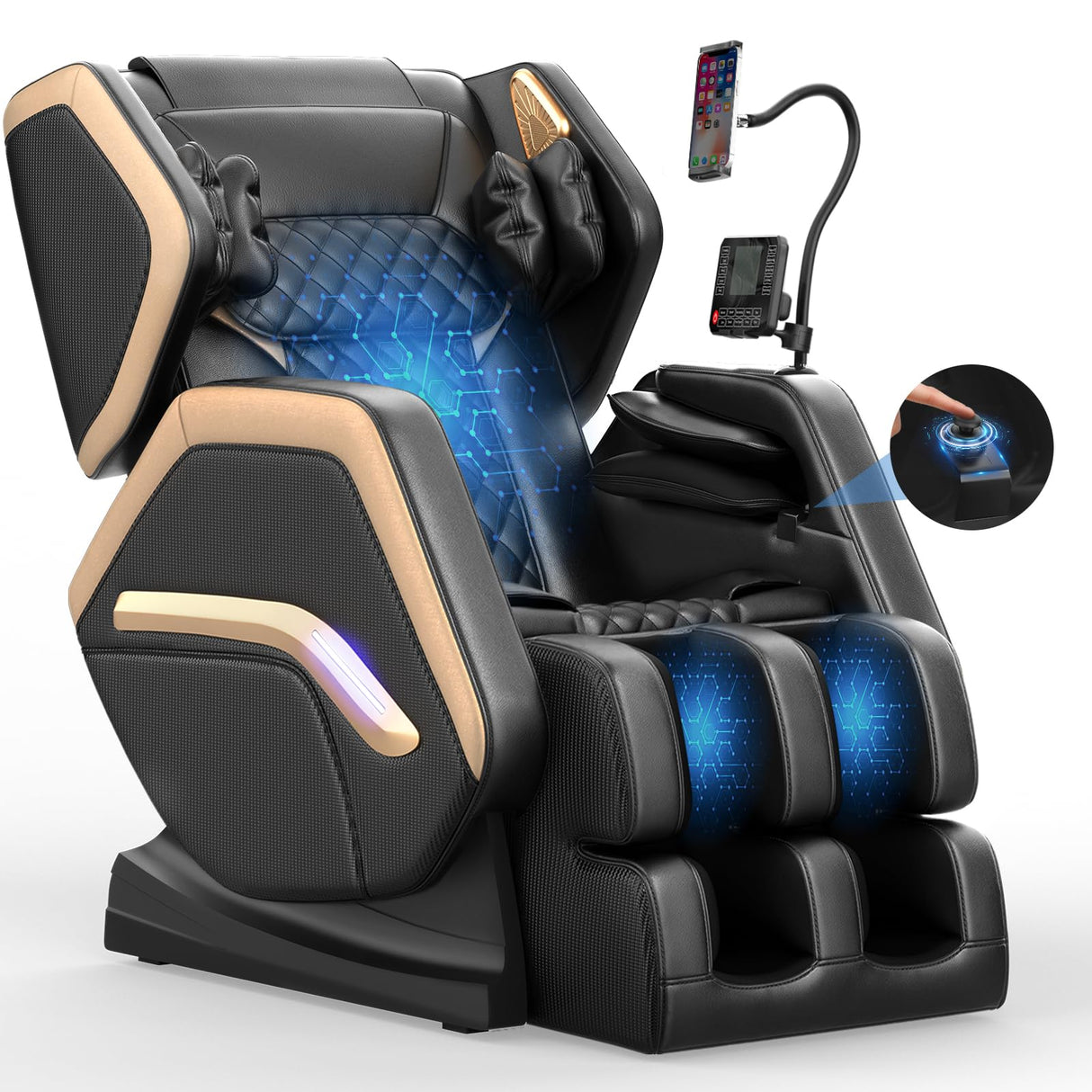 NAGLIFOR Massage Chair Full Body, Zero Gravity Massage Chair 2025 for Back Fatigue with 10 Fixed Rollers, Airbags, Phone Controller, Heating, Bluetooth Speaker, Nightlights for Living Room, Bedroom NAGLIFOR