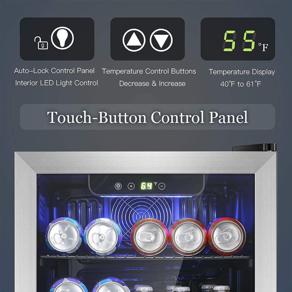 Antarctic Star Beverage Refrigerator Cooler -120 Can Mini Fridge Glass Door for Soda Beer or Wine Constant Glass Door Small Drink Dispenser Clear Front Door for Home, Office Bar 3.2cu.ft Antarctic Star