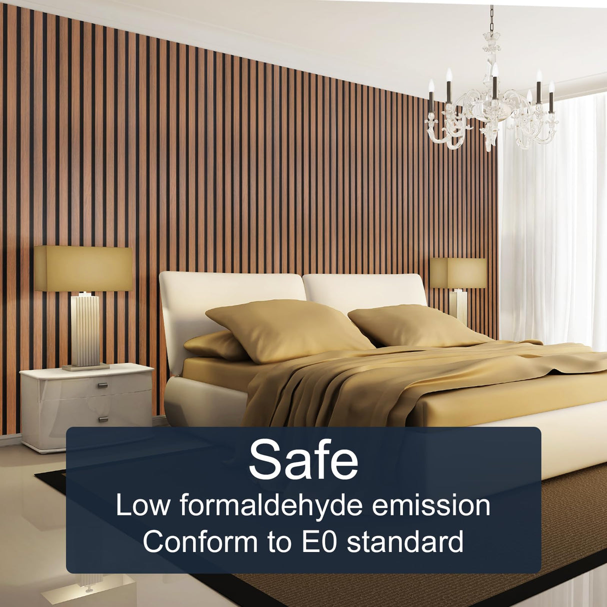 NeatiEase Wood Panels for Wall, 4-Piece 96" x 12.6" Soundproof Wood Slat Wall Panel for Interior Wall Decor Noise Cancelling, Acoustic Wall Panels, Sound Absorbing Panel (Teak) NeatiEase