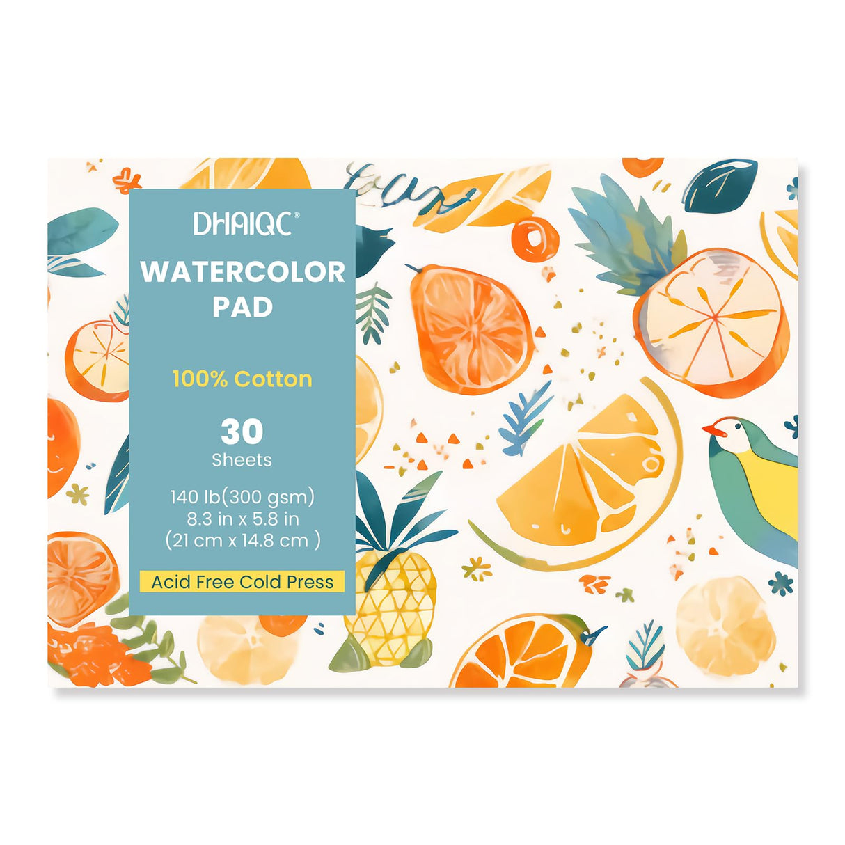 Watercolor Paper Pad, 30 Sheets, A5 (8.3 x 5.8"), 100% Cotton Paper, Glue Bound, 140LB/300GSM Cold Pressed Water Color Paper for Watercolor Drawing, Mixed Media, Art Journaling (8.3 x 5.8 Inch) DHAIQC