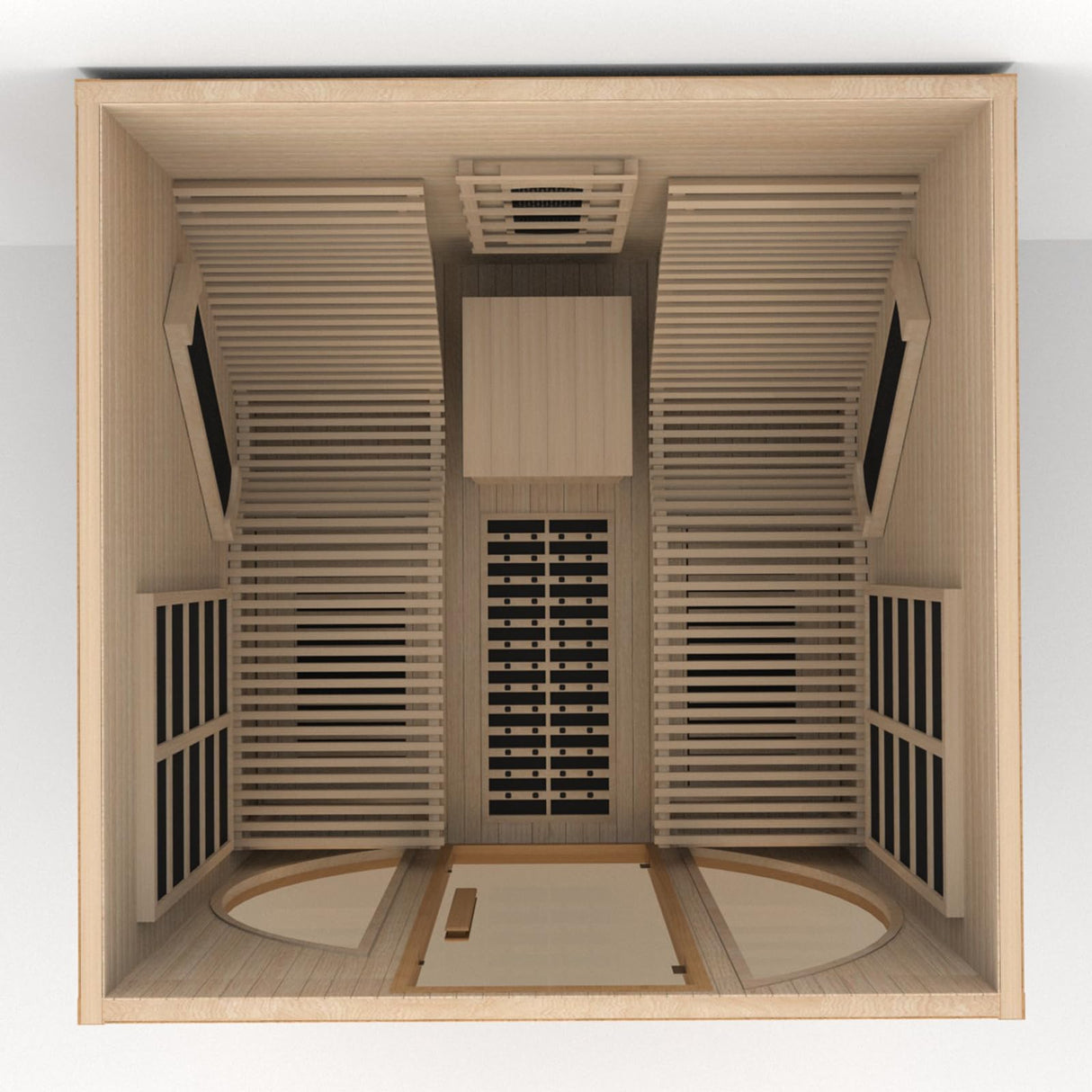 ZONEMEL Full Spectrum Infrared 2 Person Wooden Sauna Room with Recliner, Canadian Hemlock Luxury Indoor Sauna with 10 Heaters, Oxygen Bar, 3400 Watt, Infrared Therapy Wood Dry Heat Sauna, 220V ZONEMEL