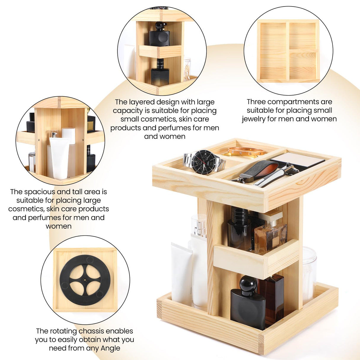 Bathroom Counter Organizer,Shelf for Bathroom Counter,Restroom Organizer,Mens Cologne Organizers,Skincare Organizers,Perfume Tray,Cologne Stand,Vanity Tray,Counter Shelf(Burlywood) EXIN DECHEN