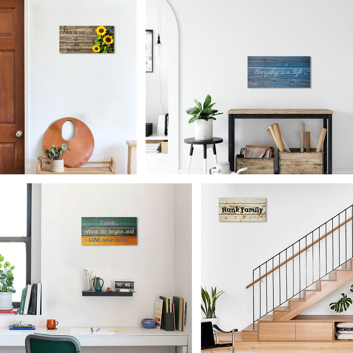 ZXHYWYM Custom Family Sign Wall Art 10"x5" Personalized Quote Sign Canvas Prints Text on Wooden Background Home Decor Framed (10"x5") ZXHYWYM