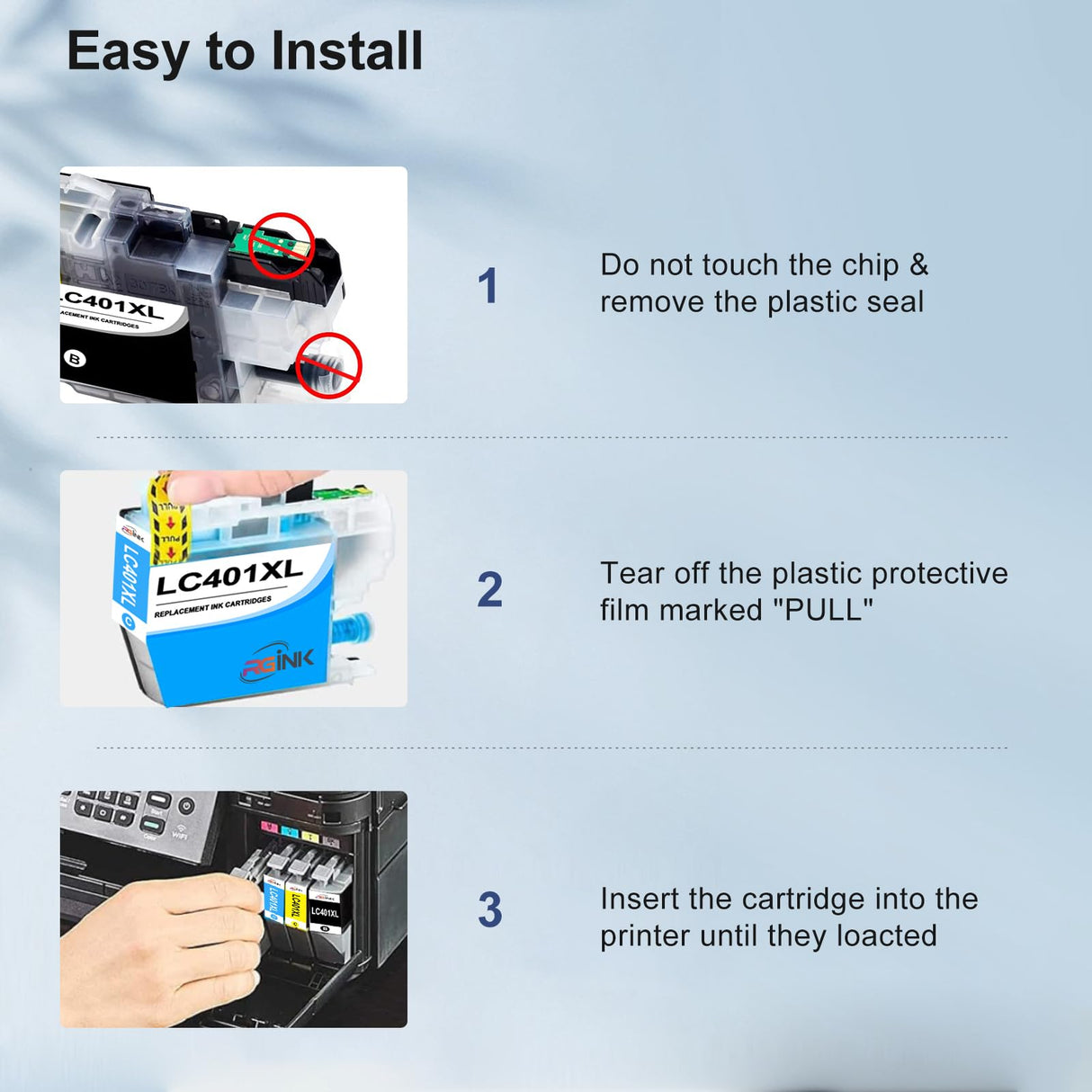 LC401XL Ink Cartridges for Brother Printer Compatible LC401 Ink Replacement for Brother LC401 Ink Cartridges LC401XL High Yield to use with Brother MFC-J1010DW MFC-J1012DW MFC-J1170DW (4 Pack, XL) RGiNK