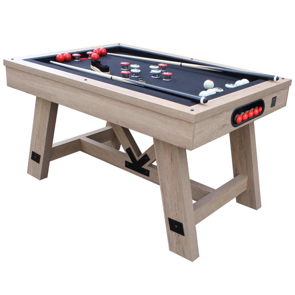 Freetime Fun 54" Bumper Pool Table for Adults and Kids Game Room, Comes with 2 48-in Cues, 10 Balls, and More, Sturdily Built Freetime Fun