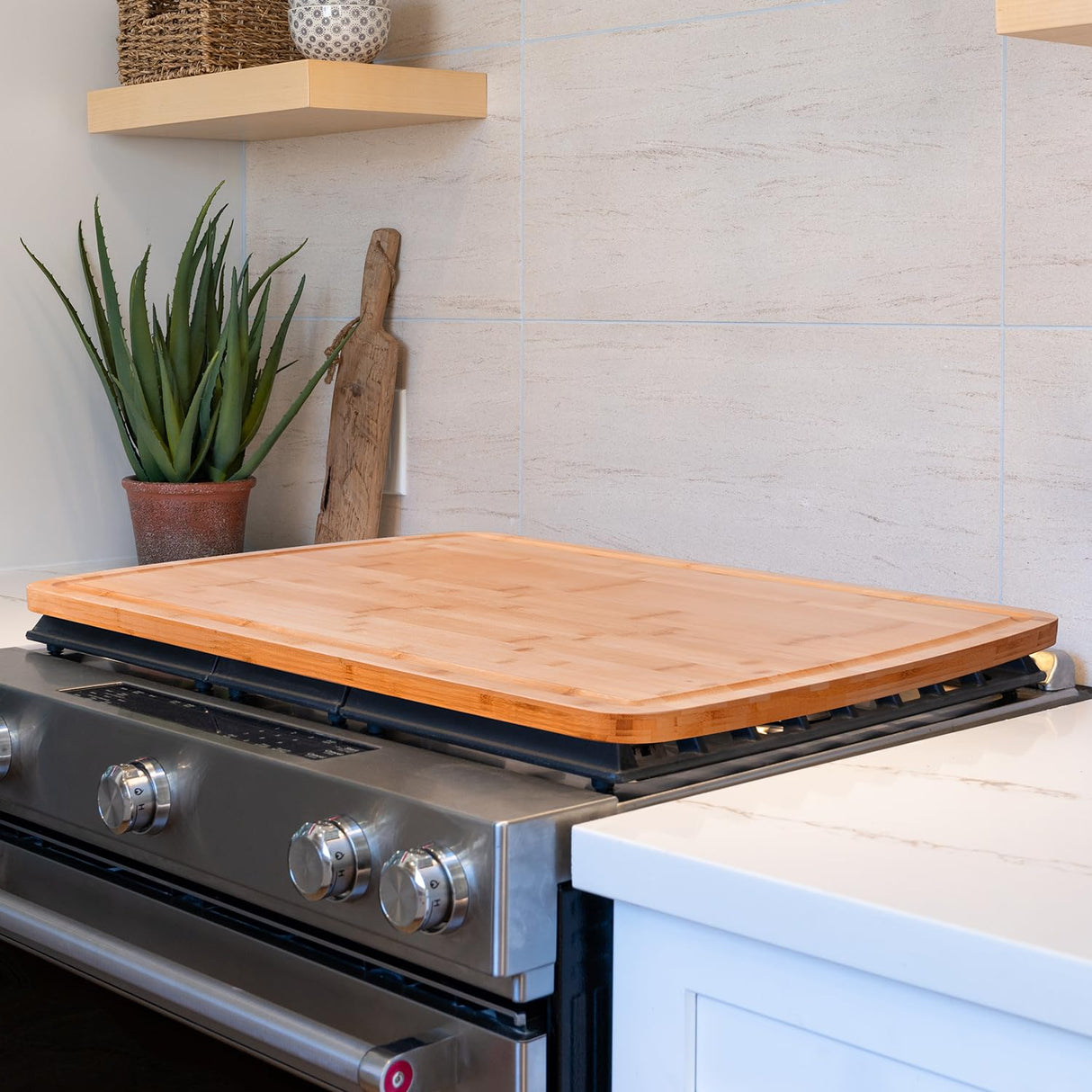 30 x 20 Inch Extra Large Bamboo Cutting Boards - BEZIA 3XL Stove Top Cover Chopping Board - Meat Cutting Board for BBQ - Turkey Carving Board - Extra Large Charcuterie Boards with Juice Groove BEZIA