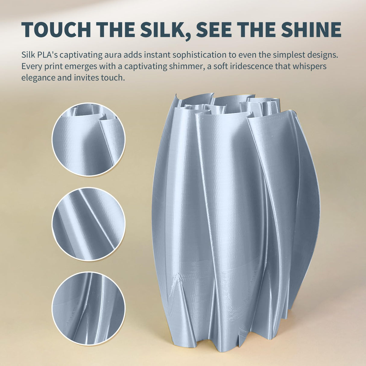 OVERTURE Silk Filament PLA 1.75mm Clog-Free Shiny 3D Printer Consumables, 1kg Spool (2.2lbs), Dimensional Accuracy +/- 0.02 mm, Fit Most FDM Printer(Silk Silver) OVERTURE