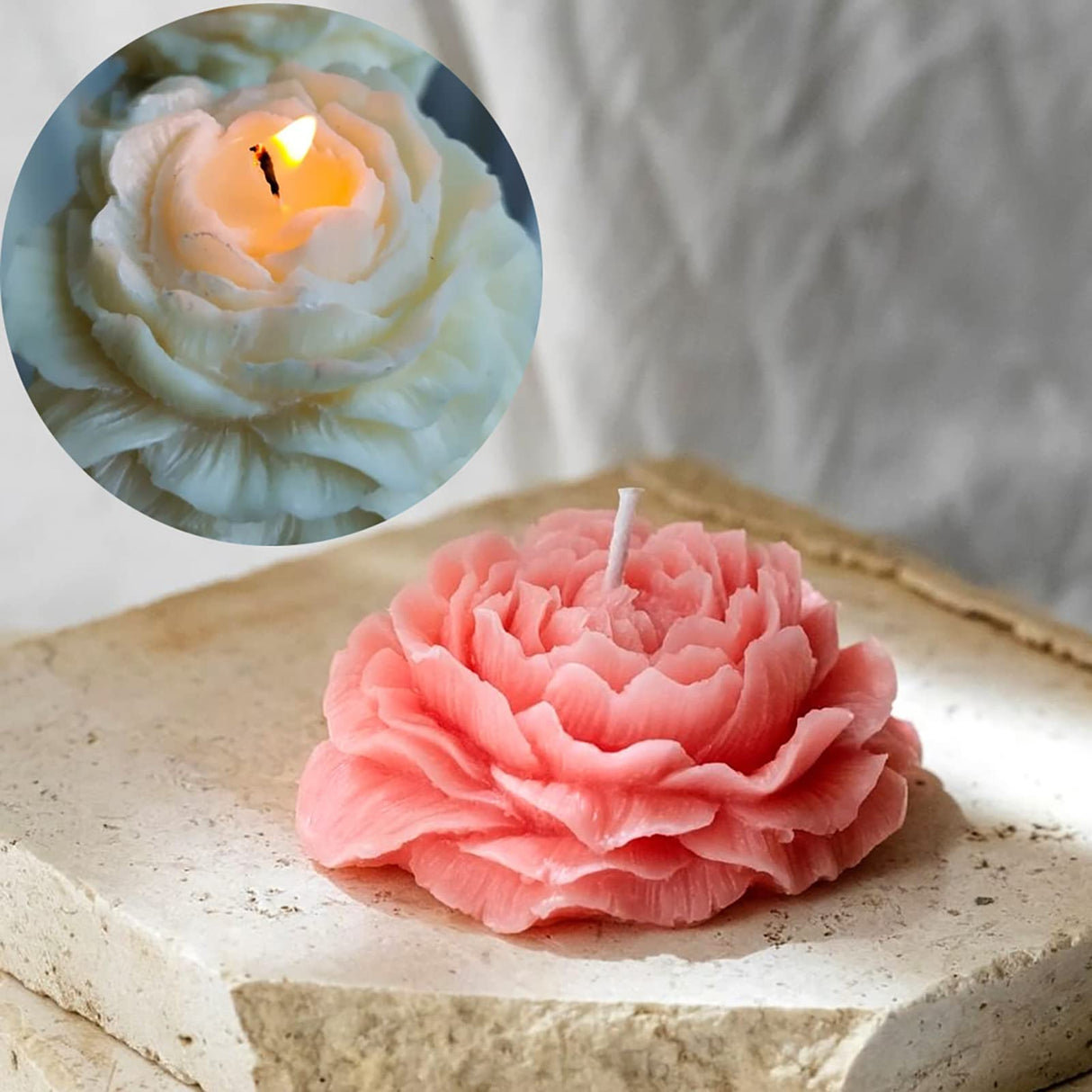 2 Pack Peony Candle Rose Tulip Silicone Wave Spiral Candle Mold - Silicone Resin Casting Molds for Candle & Resin & Soap Craft Supplies EVERELAM