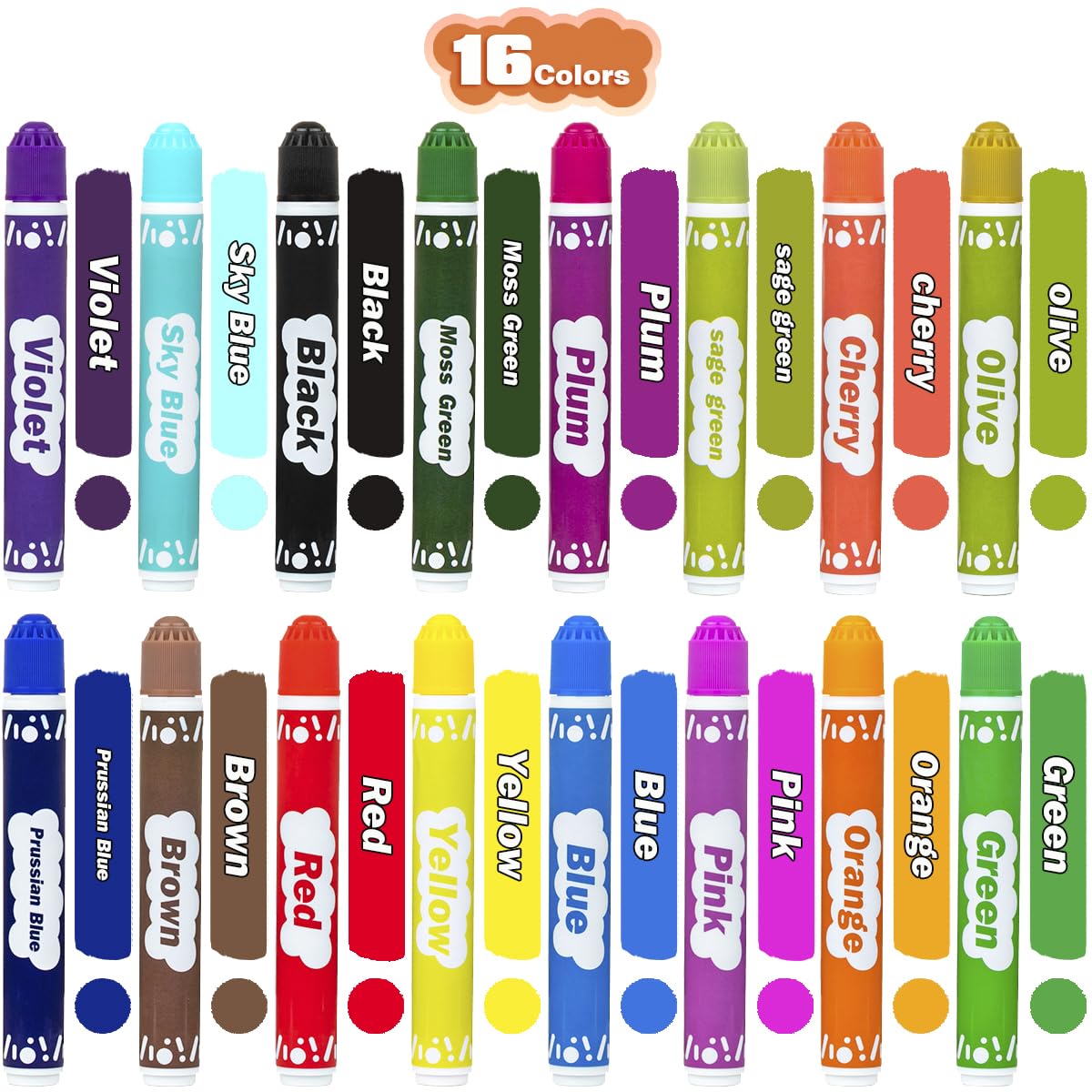 Bingo Markers 16 Color Bingo Daubers Washable Bingo Markers Drawing Coloring Arts and Crafts Supplies Dot Paint Marker Set DOSEWART