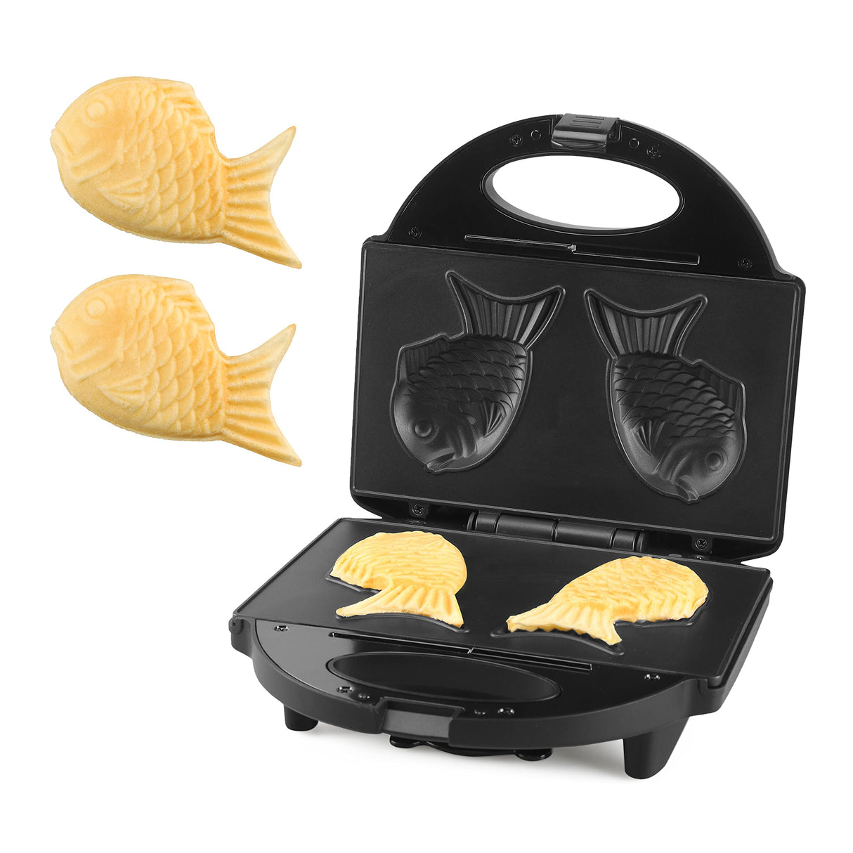 FineMade Taiyaki Fish Waffle Maker Machine with Non Stick Cooking Plate, Electric Japanese Fish Shaped Waffle Iron Pan, Korean Bungeoppang Pan, Recipe Included FineMade
