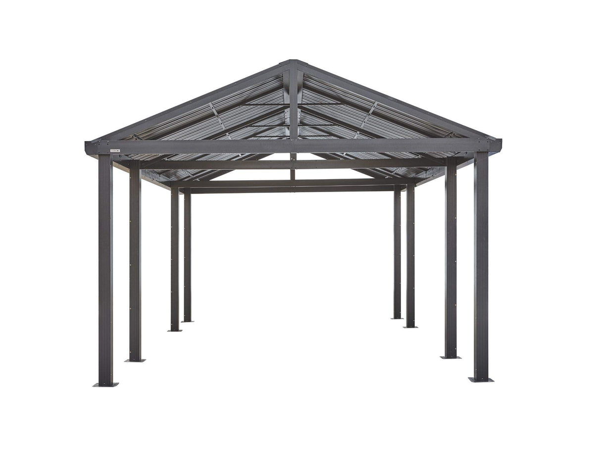 Sojag 20' x 12' Samara Carport with Aluminum Frame and 10' High Galvanized Steel Roof for Easy Drive Through Access Sojag