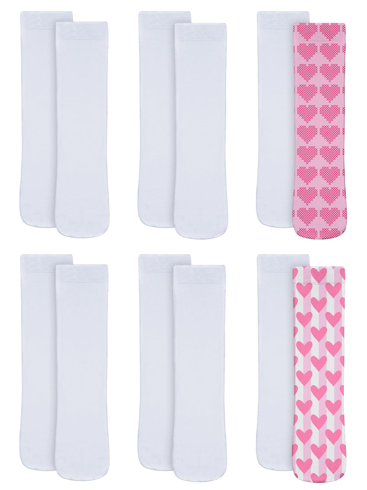 6 Pairs Blank White Sublimation Socks Printable Athletic Socks Patriotic Socks 4th of July Full Sublimation Socks Unisex Sports Crew Socks for Present DIY Personalized Socks Women Men Teens, Size 9-12 Giugu