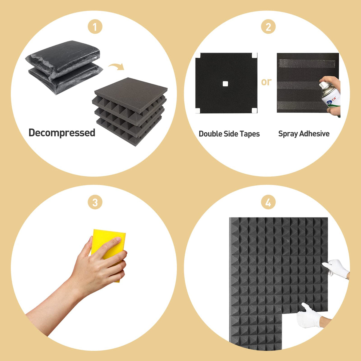 36 Pack AUSLET Acoustic Panels 12 x 12 x 2 Inches, Pyramid Sound Proof Foam Panels for Wall, High Density Black Acoustic Foam Panels,Soundproof Wall Panels AUSLET