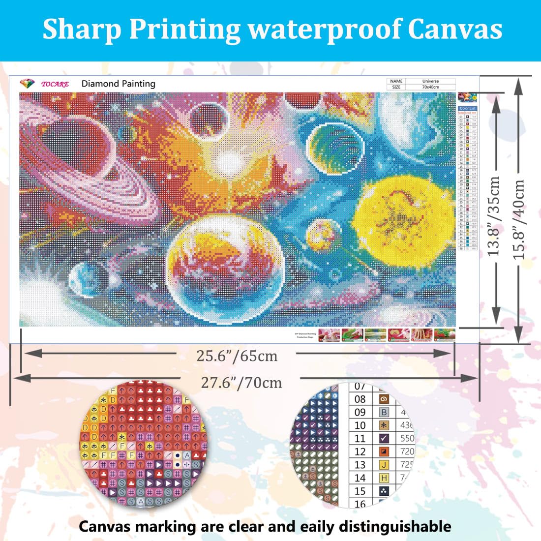TOCARE Large Diamond Painting Kits for Adults Universe,Large Size Diamond Art Kits for Adults Galaxy Planets 27.5x15.7Inch, Full Drill Diamond Painting Kits Nature Scenery TOCARE