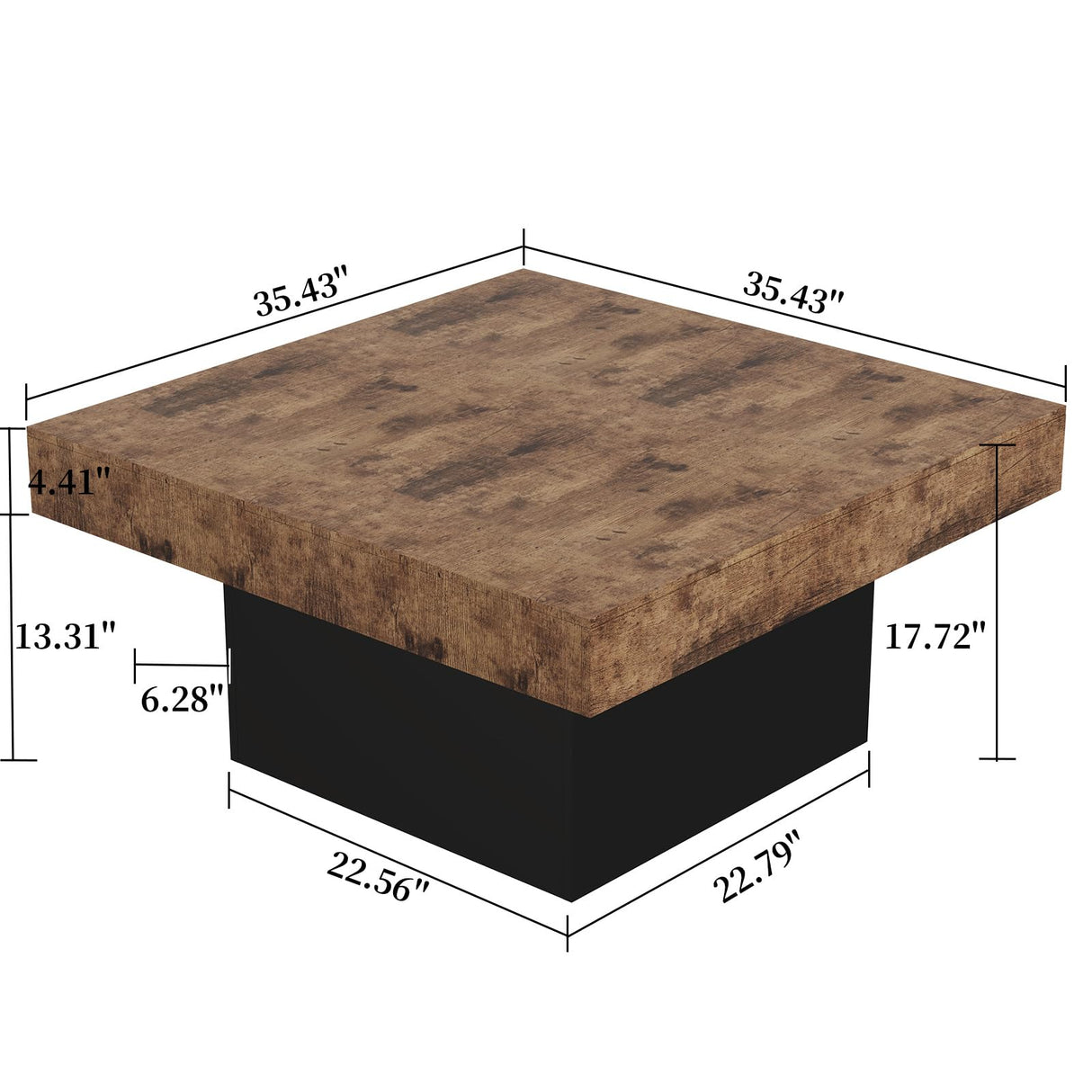 LIVEHOM Square Coffee Table, Wooden Engineered Wood Look Center Tables with Thick Base, Center Accent Table for Living Room LIVEHOM