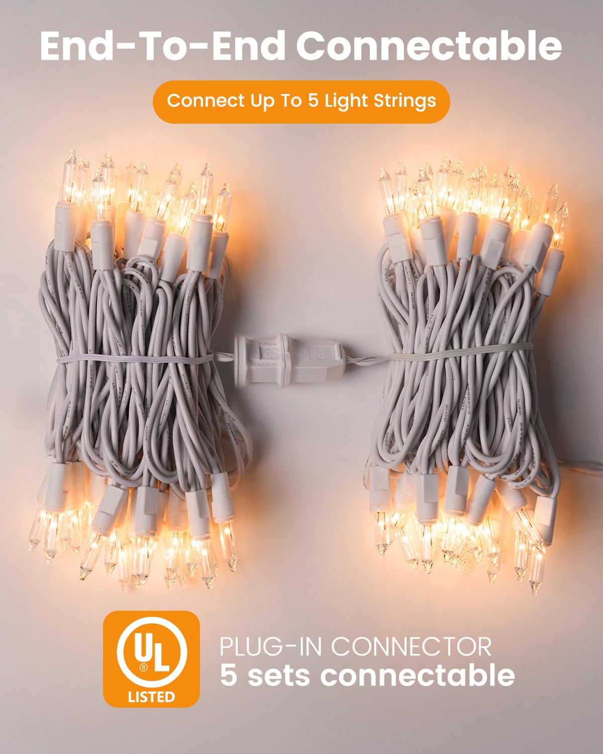 Minetom Clear Christmas Lights Set 100 Count 25 Feet Incandescent Bulb Mini String Lights for Indoor Christmas Tree Garland Birthday Wedding Party Festival Decoration, White Wire Minetom