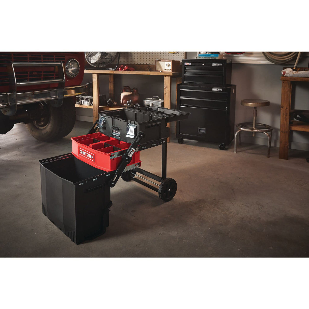 CRAFTSMAN 22-in. Rolling Tool Box with Wheels, Black, Plastic, Lockable (CMST20880) CRAFTSMAN