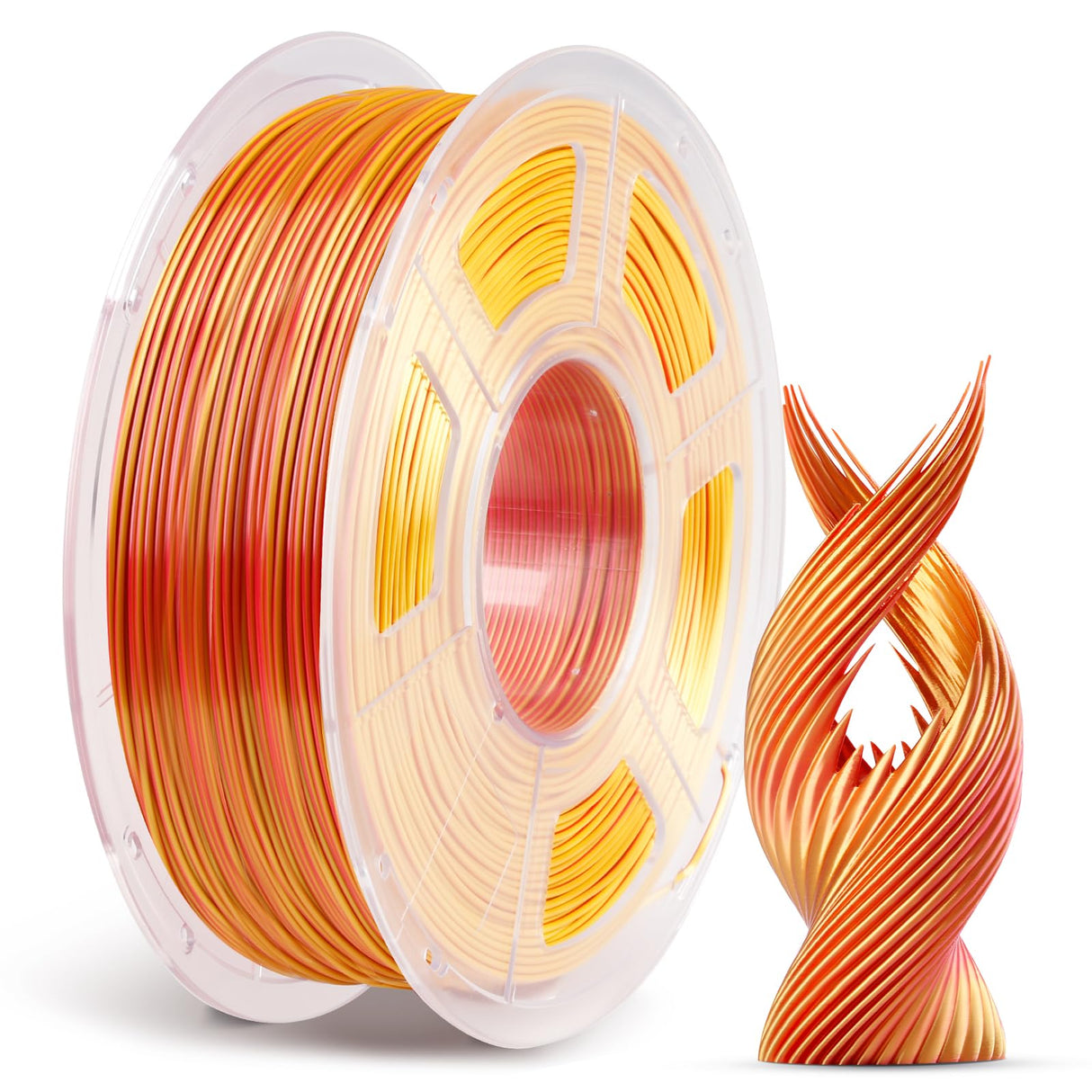 ANYCUBIC Silk Dual Color Pla Filament, 2-in-1 Chrome Coextrusion Color Change 3D Printer Filament 1.75mm Dimensional Accuracy +/- 0.02mm, Silk Texture, 1KG Spool (2.2 lbs), Red Gold ANYCUBIC