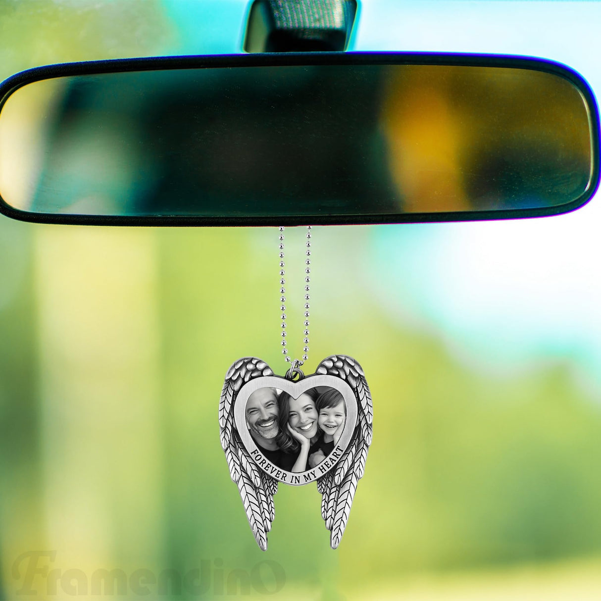 Framendino, 4 Pack Sublimation Blank Angel Wing Car Hanging Ornament Pendant Heart Photo Frame DIY Charms Framendino