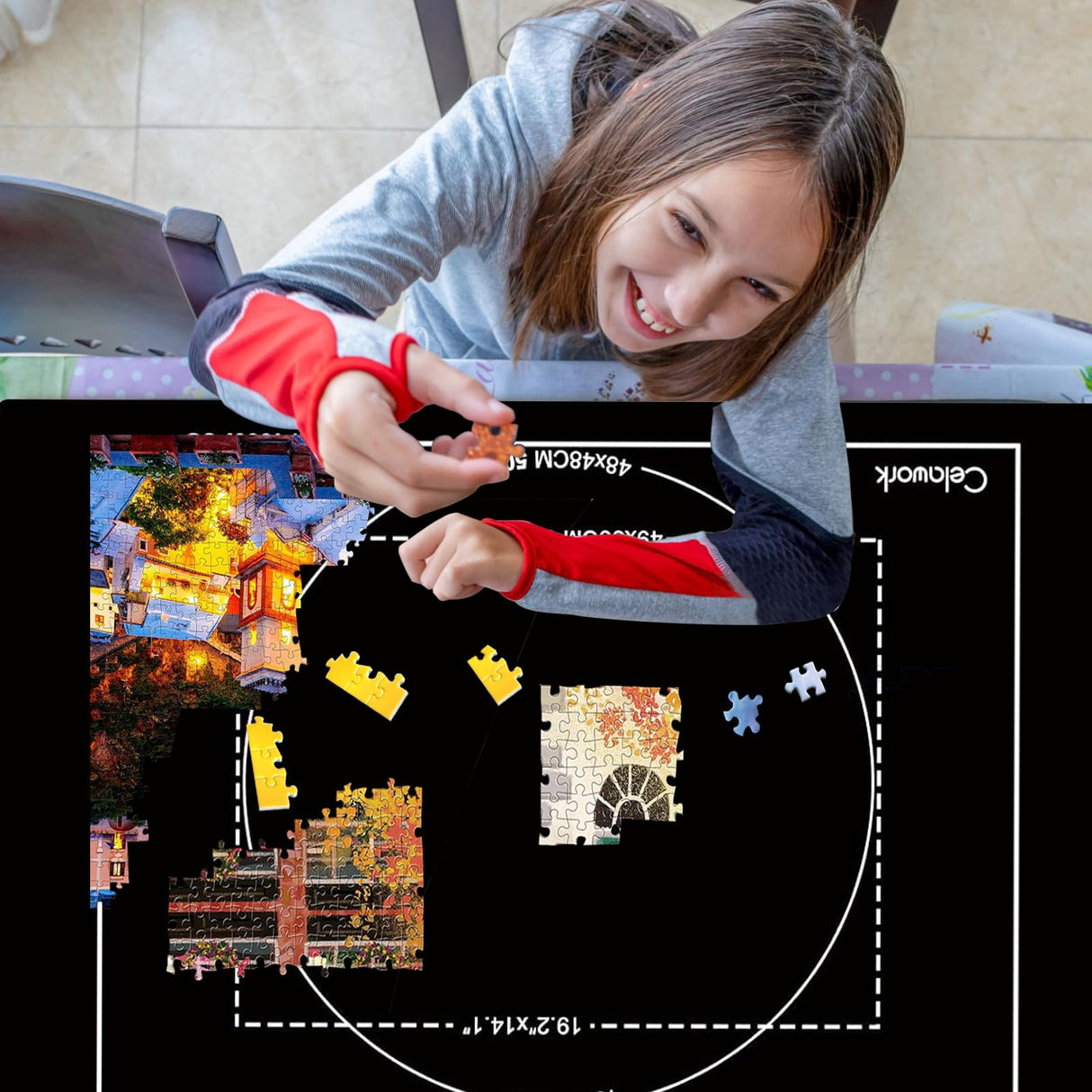 Rubber Jigsaw Puzzle Mat 1000 Pieces | 20" x 27"Puzzle Mats Roll Up | Jigsaw Puzzle Mats for Adult Puzzles Storage and Saver | Work with Puzzle Board and Puzzle Table Celawork