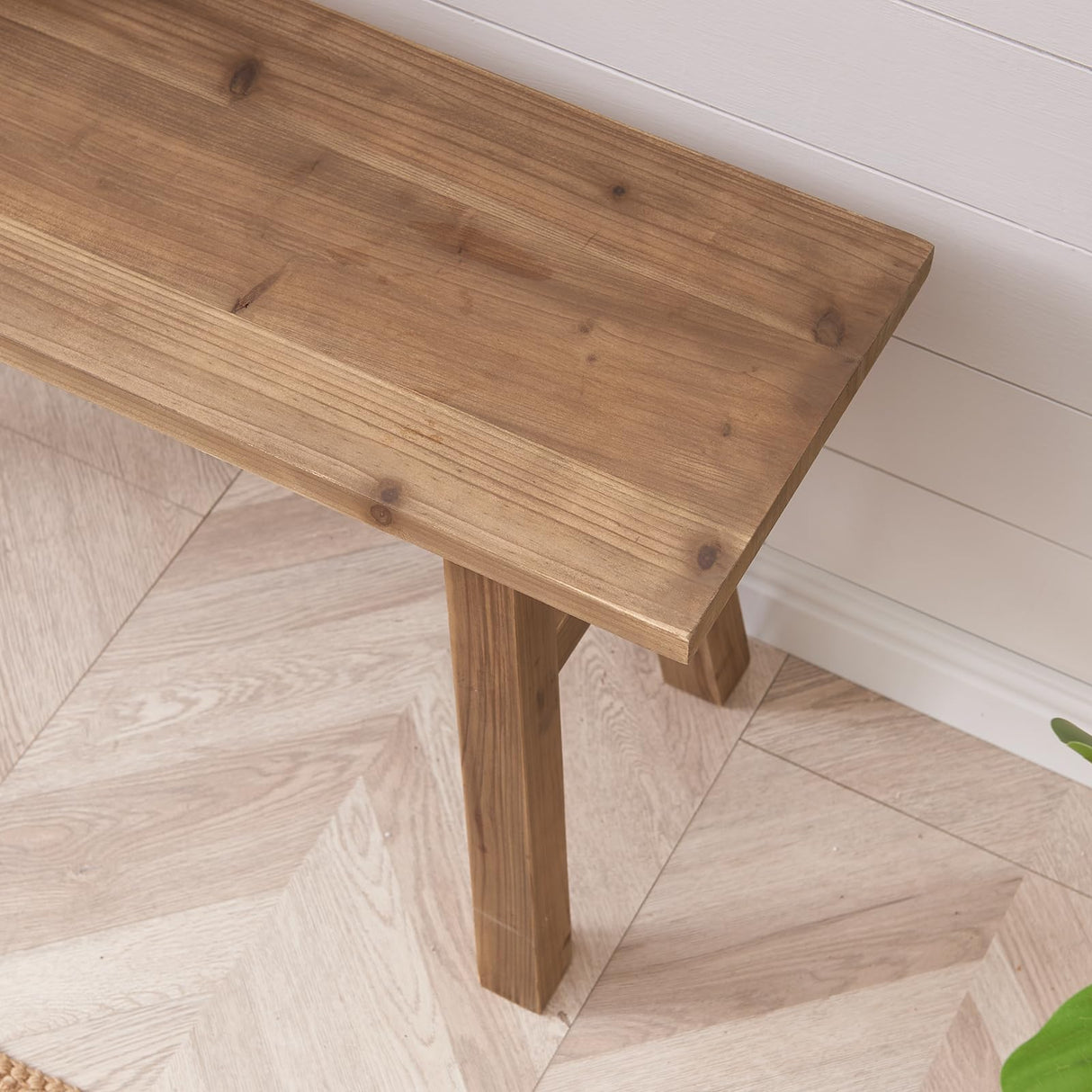 Wnutrees 43" Solid Wood Bench, Farmhouse Rustic Entryway Bench Seat for Dining Room, Hallway, End of Bed, Handcrafted Finish, Natural Wnutrees