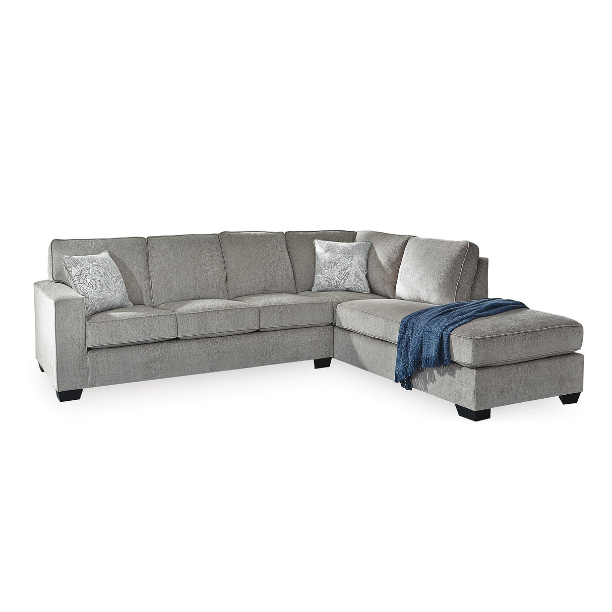 Signature Design by Ashley Altari Urban Right-Arm Facing 2-Piece Sleeper Sectional with Chaise, Loose Seat Cushions, 2 Throw Pillows and Bi-Fold Memory Foam Mattress, Full, Light Gray Signature Design by Ashley