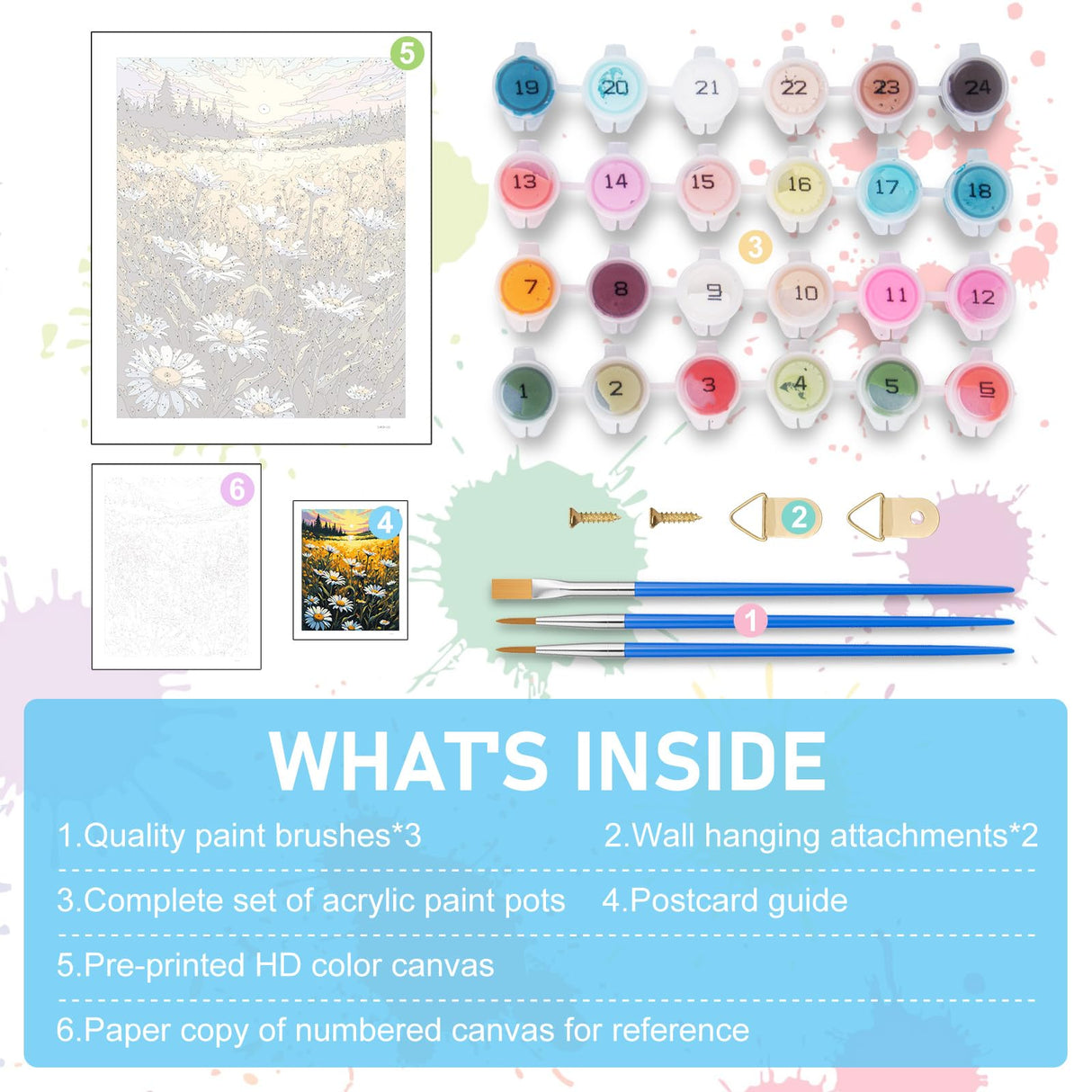 Offito Paint by Numbers Kit for Adults- Daisy Adult Paint by Number Kits on Canvas for Beginners, Sunset DIY Acrylic Oil Number Painting Kits for Home Wall Decor Gift 16"x 20" (Without Frame) Offito