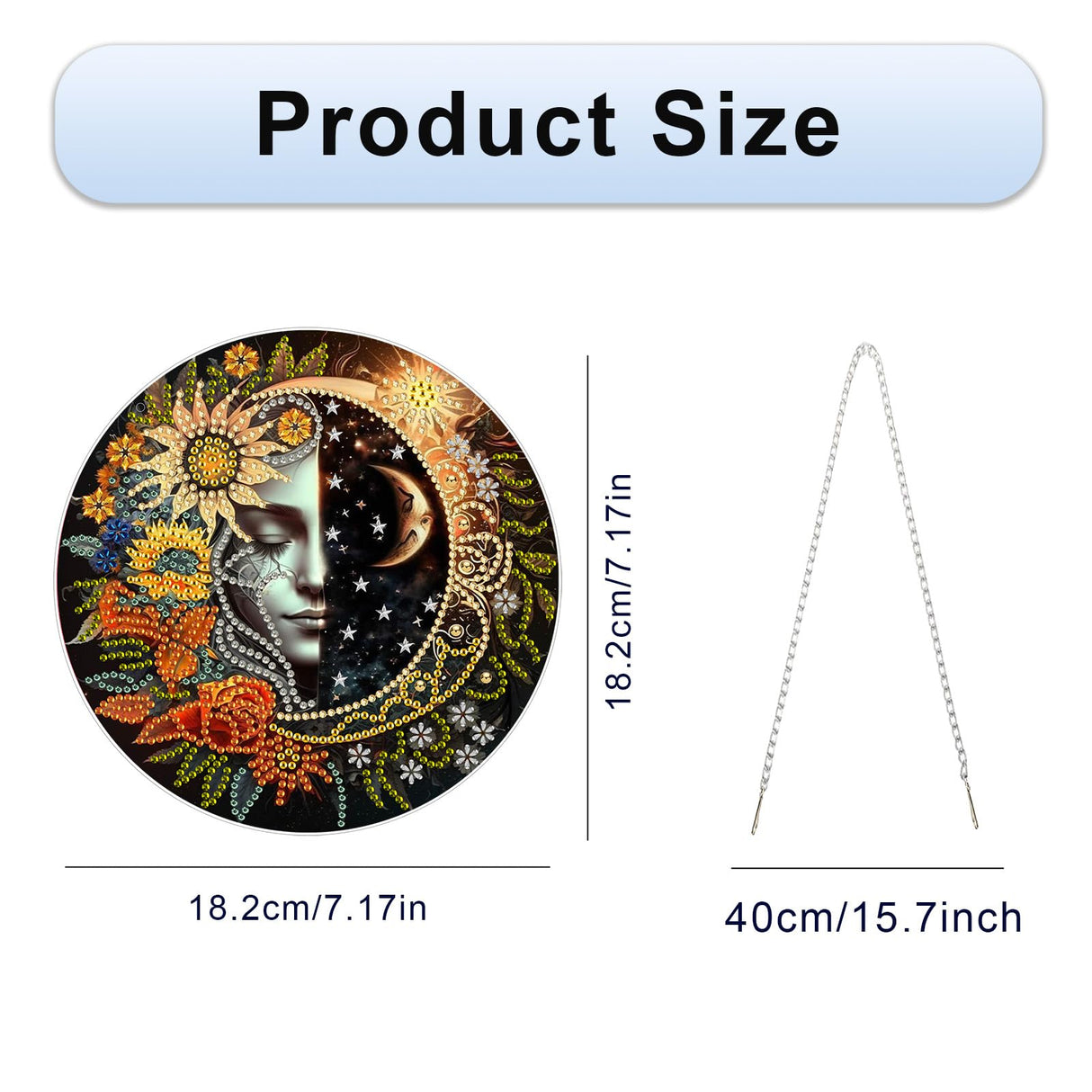 AIBOERL Sun and Moon Diamond Painting Pendant Kits,5D Diamond Art Diamond Painting Hanging Kits,7.17"X7.17"DIY Diamonds Painting Suncatcher Pendant Kit for Adults for Gift Wall Home Decor AIBOERL