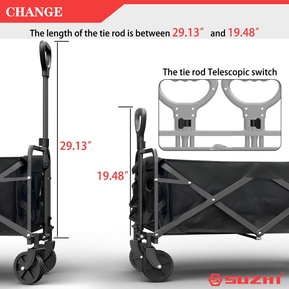 SUZHI Small Foldable Wagon & shopping carts with wheels for Groceries, Black Wagon Carts Foldable, Apartment wagon, Garden Wagon, Grocery Wagon, Collapsible Wagon Lightweight Black (8 colors optional) SuZhi