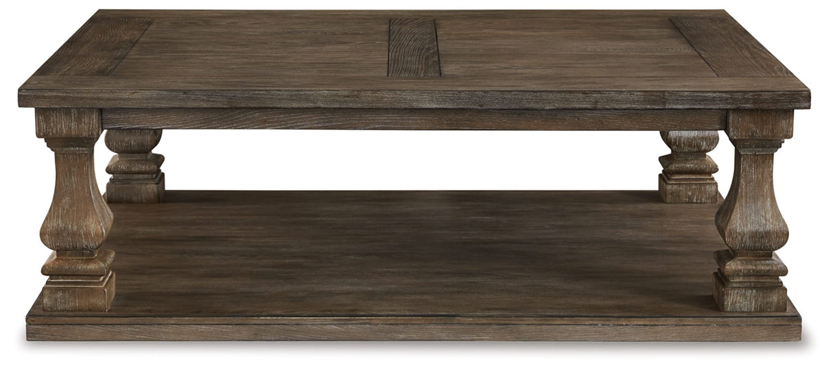 Signature Design by Ashley Johnelle Farmhouse Coffee Table with Weathered Gray Finish, Gray Signature Design by Ashley