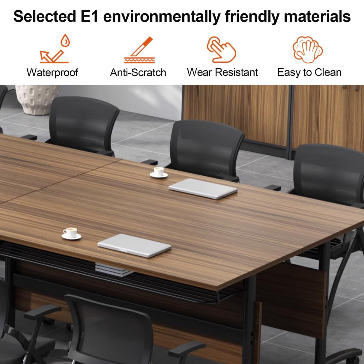 Conference Room Table,Folding Conference Table,Flip Top Rolling Mobile Table with Silent Locking Wheels,Modern Portable Seminar Training Meeting Table Business Tables (1 Pack, 55.1x23.6x29.5inch) Lenyedr