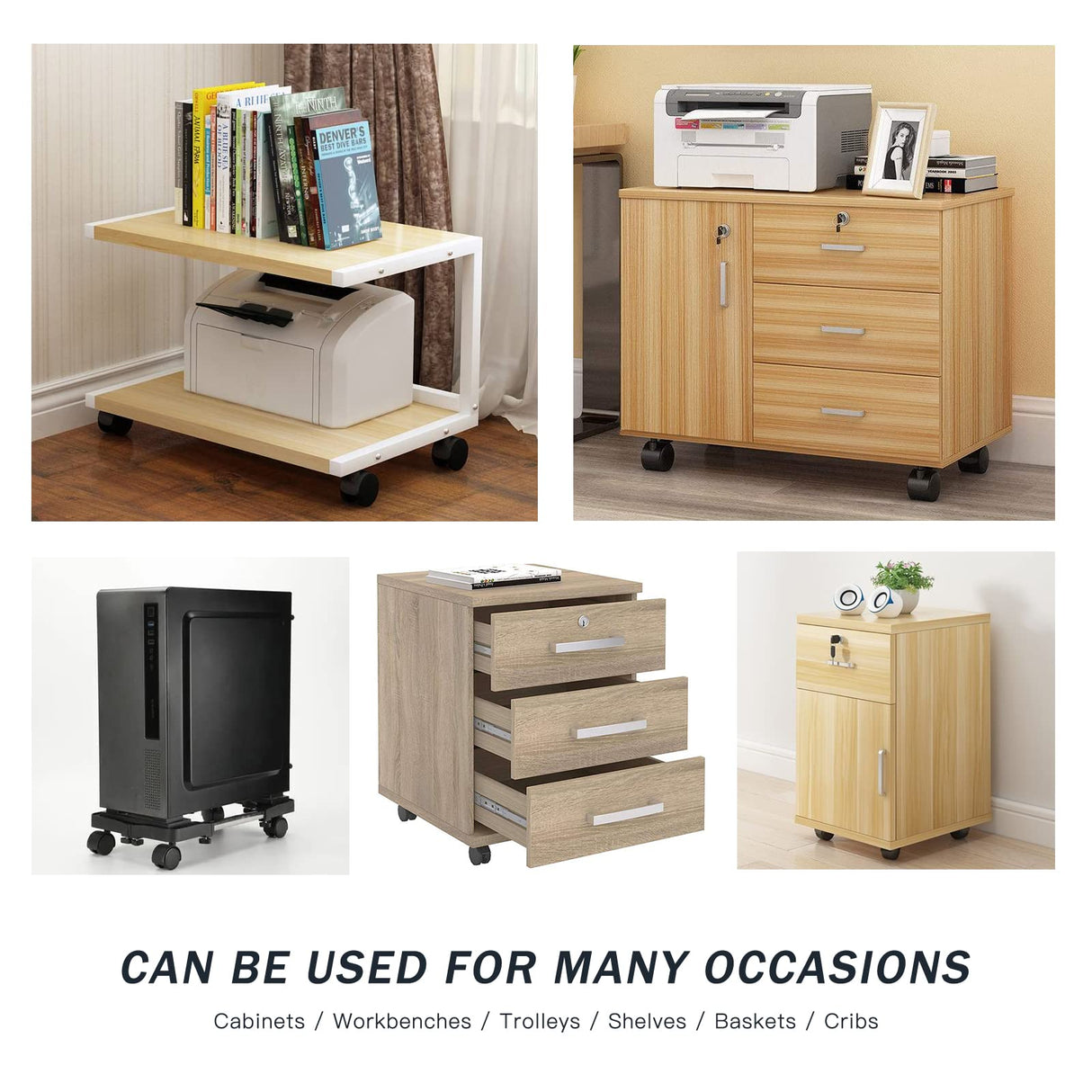 2 Inch Casters Set of 4, Plastic Wheels for Furniture, Plate Swivel Nylon Castor Wheels for Carts, Furniture, Planter, Baby Bed, Kitchen, Drawers, Cabinet, Table (with Stainless Steel Screws) ANDUTEES