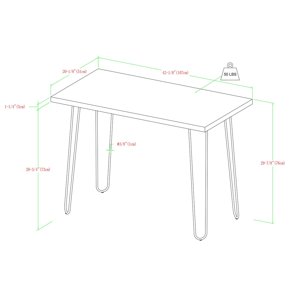 Walker Edison Mid Century Modern Hairpin Wood Laptop Computer Writing Desk Home Office Workstation Small, 42 Inch, White Walker Edison