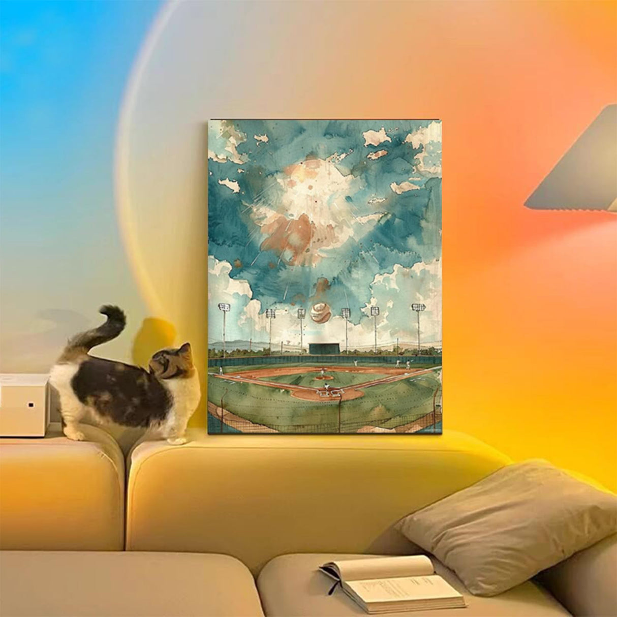 HMDIIMGE Interesting Baseball Diamond Painting Kits for Adults, Ball Sport Diamond Painting Art Kit for Adult, 5D Gem Diamond Art Painting for Relatives and Friends Home Wall Decor Gifts 12x16 Inch HMDIIMGE