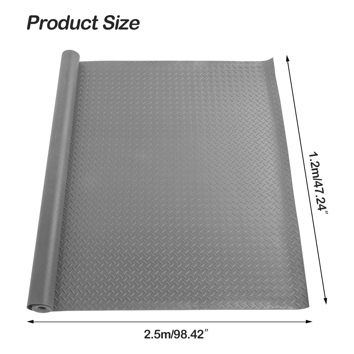 foriy Garage Floor Oxford Mats, 4x8.2ft Diamond Plate Garage Flooring Rolls, Car Parking Mats with Embossed Diamond Plate Pattern, Gray Floor Protector Mat for Garage Floor Under Car Trailer Truck foriy