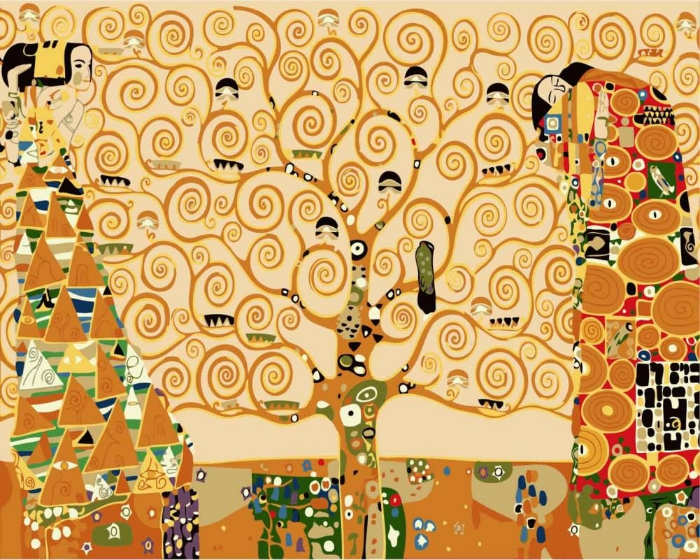Wowdecor Paint by Number Kits for Adults Beginner, DIY Number Painting The Tree of Life by Gustav Klimt Famous Paintings 40x50 cm Wall Art Decor (No Frame) Wowdecor