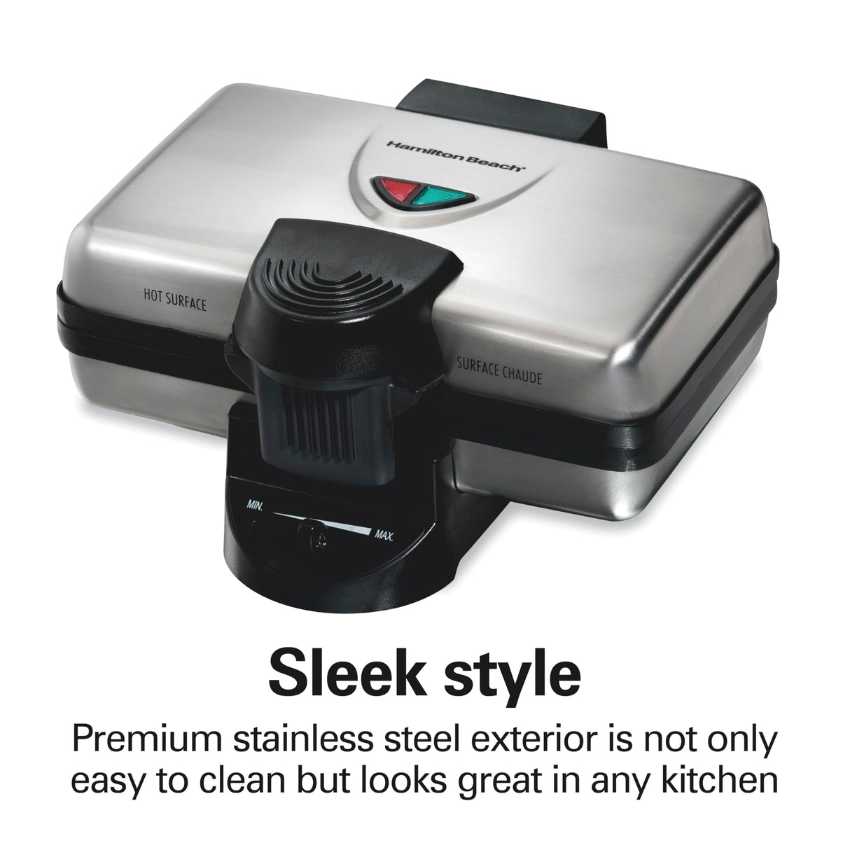 Hamilton Beach Belgian Mini Waffle Maker with Shade Control, Makes 2 at Once, Create Personalized Keto Chaffles and Hash Browns, Non-Stick Plates, Compact Design, Stainless Steel Hamilton Beach