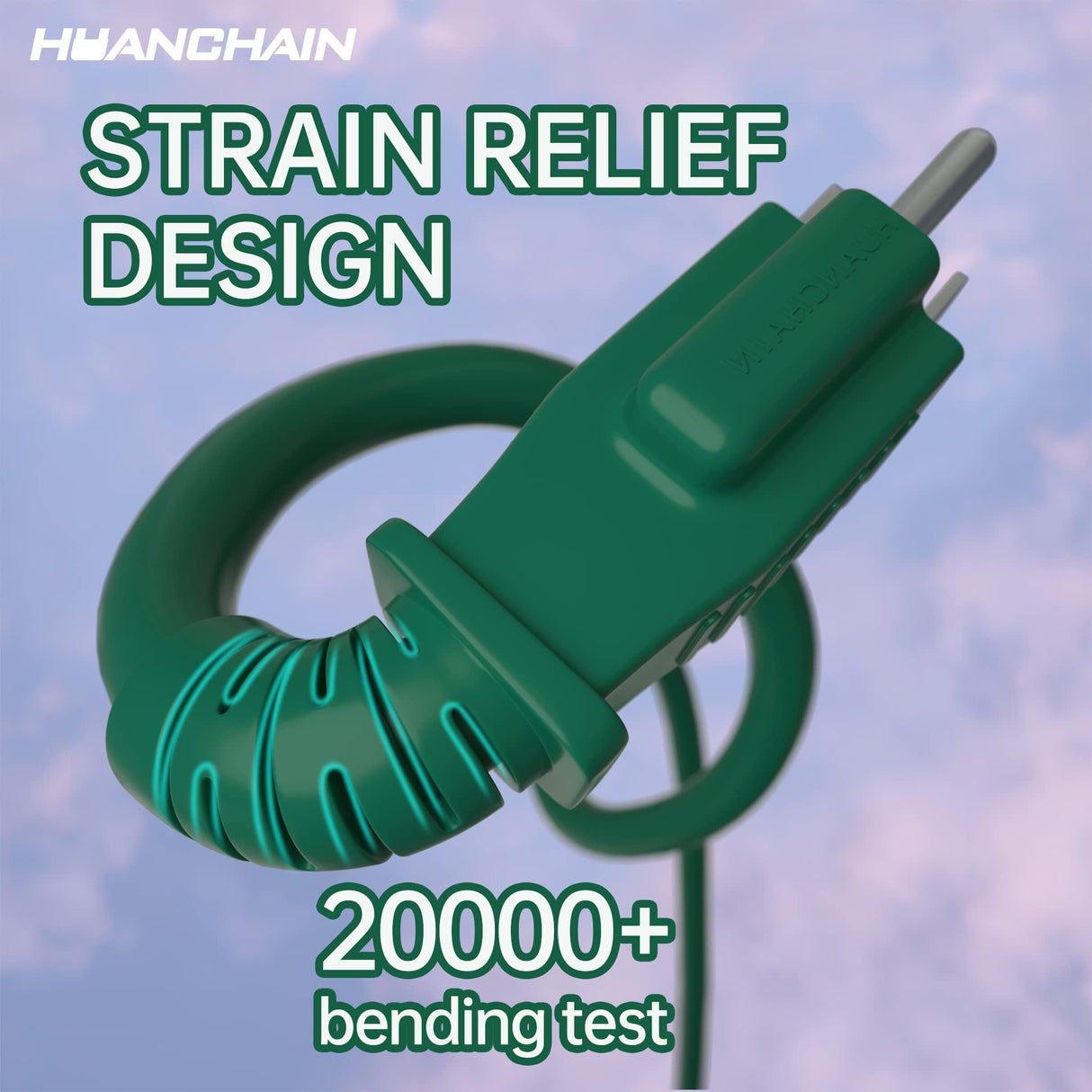 HUANCHAIN Indoor Outdoor Green Extension Cord 50 ft Waterproof, 16/3 Gauge Flexible Cold-Resistant Appliance Extension Cord Outside, 13A 1625W 16AWG SJTW, 3 Prong Heavy Duty Electric Cord, ETL huanchain