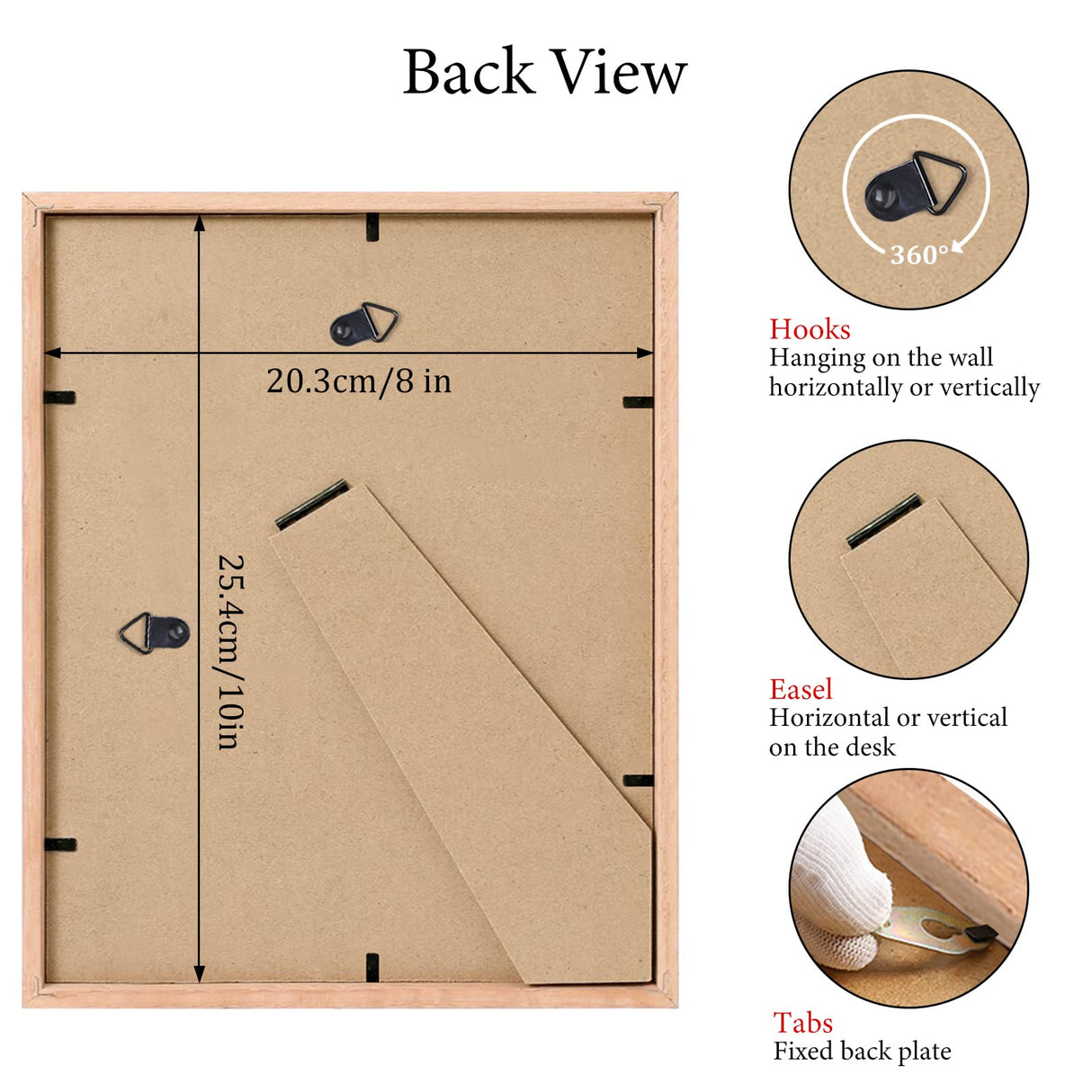 ATOBART 8x10inch Picture Frames, Oak Wood Photo Frame Set with High Definition Glass for Wall Mount or Table Top Display, Natural Wood Color,Set of 2 ATOBART