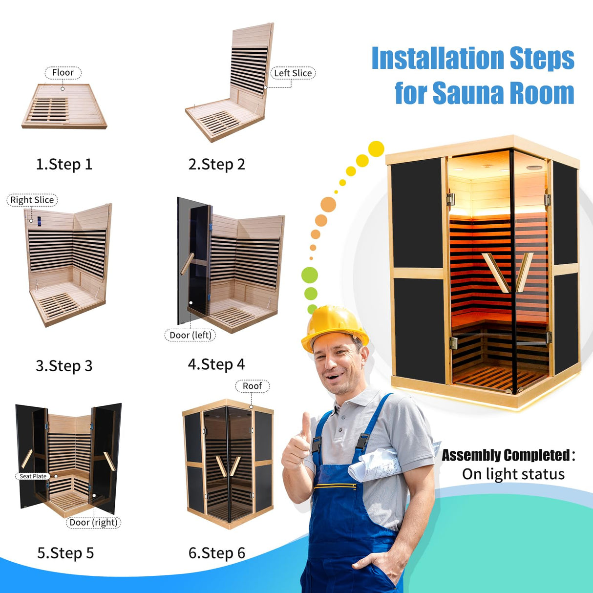 SAUNA Infrared Sauna 2 Person 1980W Low-EMF Wooden Home Spa Room Canadian Hemlock Wood Indoor Dry Saunas LCD Control Panel, APP Control 15 Minutes Pre-Warm up, Time and Temp Pre-Set, 10-Year Aftersale HOSAUNA