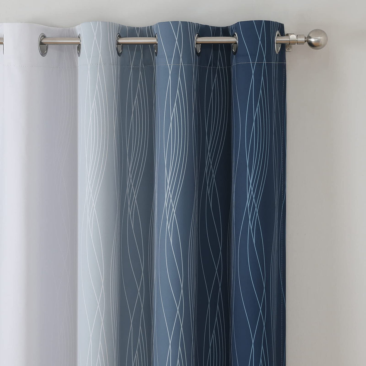 Estelar Textiler Navy Blue and Greyish White Blackout Curtains 108 Inches Long, Thermal Insulated Long Curtains for Bedroom, Full Light Blocking Energy Saving Drapes for Living Room,52Wx108L, 2 Panels Estelar Textiler