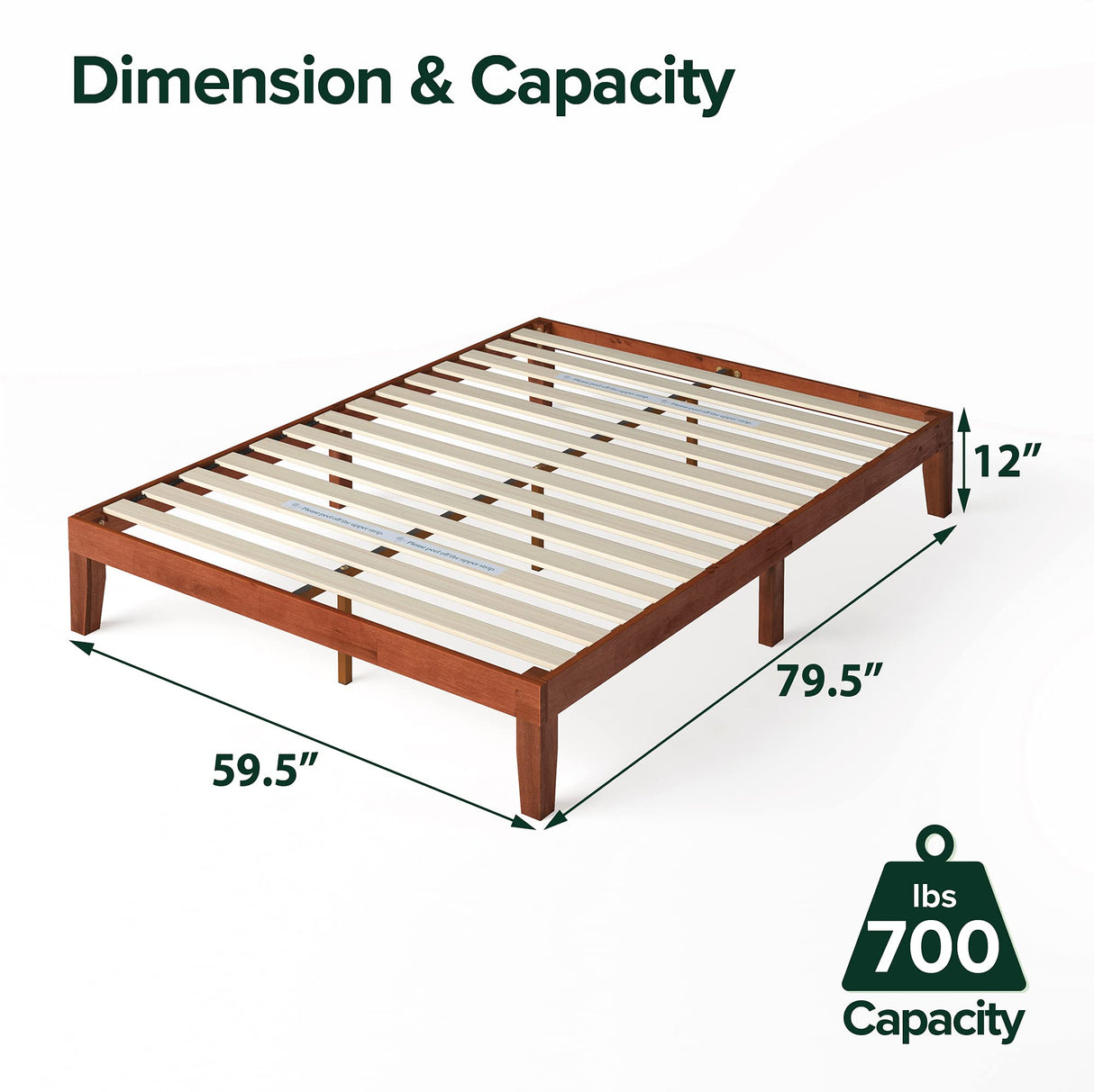 Zinus Wen Wood Platform Bed Frame - Elegant Cherry Finish, No Box Spring Needed, Easy Assembly, Queen Size Zinus