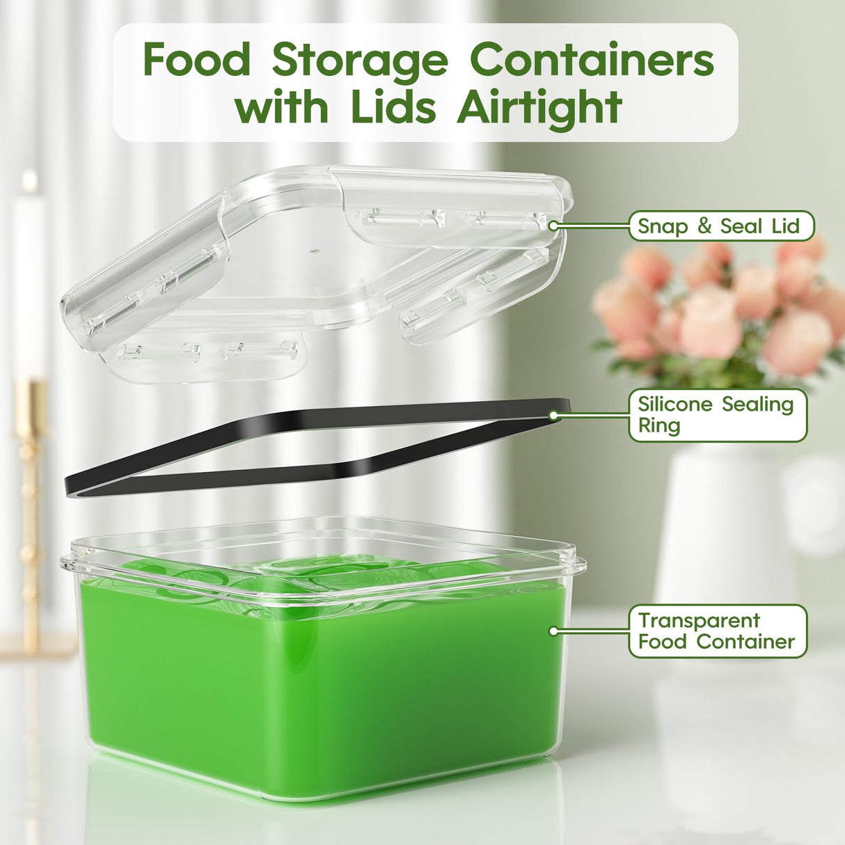 KEMETHY 36-Piece Food Storage Containers with Lids(18 Containers & 18 Lids), Plastic Food Containers for Pantry & Kitchen Storage and Organization, BPA-Free, Leak Proof, Reusable with Labels & Pen KEMETHY