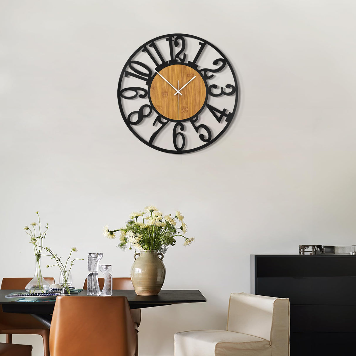 LEIKE Large Wall Clocks,Silent,Non Ticking,Battery Operated Rustic Round Modern Big Wood Wall Clock for Living Room, Bedroom,Kitchen,Farmhouse,Office,Home Decor LEIKE