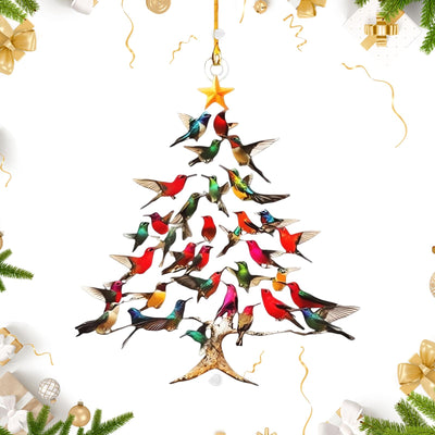 Hummingbird Christmas Ornament, 2025 Upgrade Colorful Hummingbirds Tree Decor, 2D Acrylic Winter Hummingbirds Home Decoration Decor Ornaments for Bird Lovers