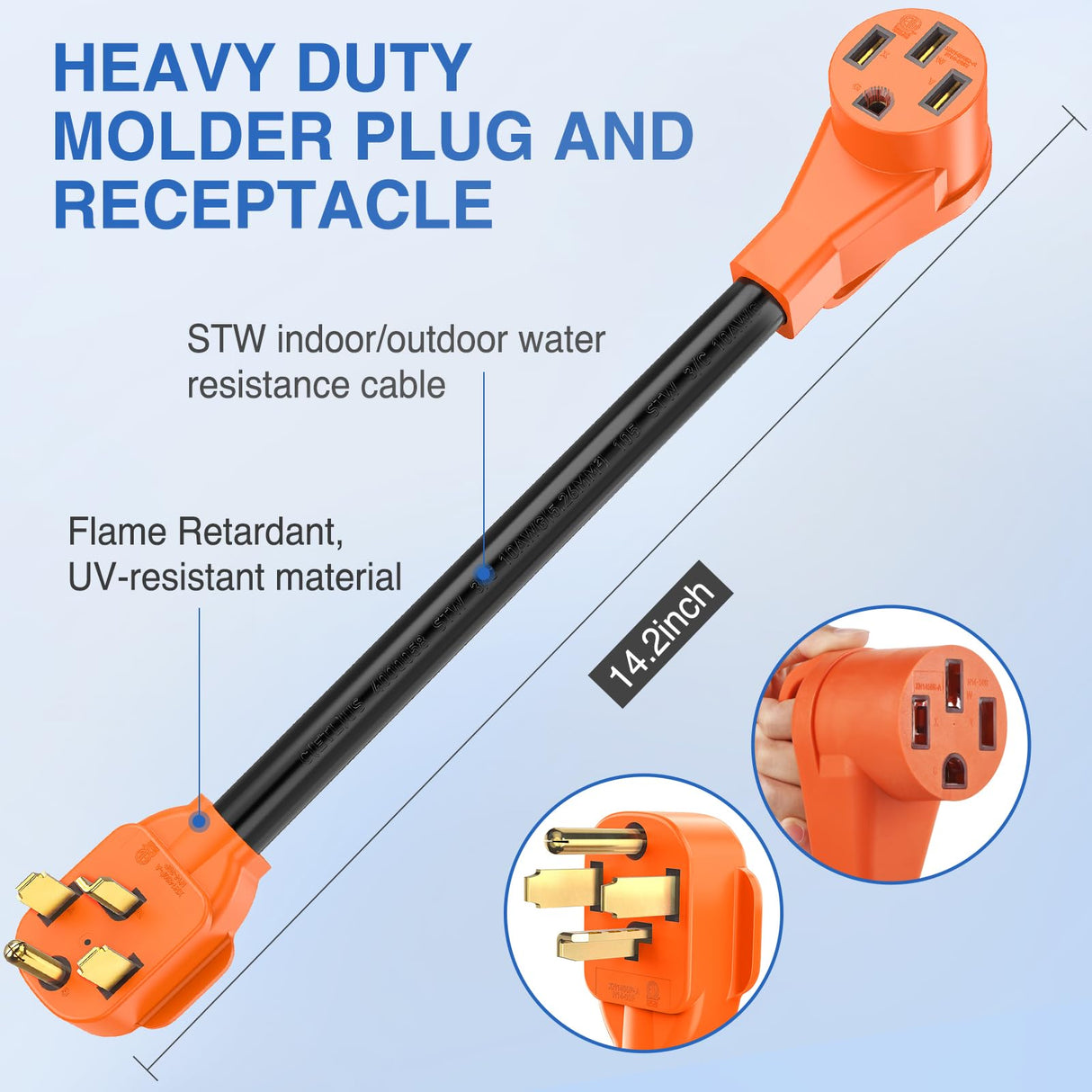 Nilight EV Charger Adapter Cord 30 Amp to 50 Amp 4 Prong Pure Copper New Dryer Outlet to EV Plug Conversion Heavy Duty 10 Gauge Wire 14-30P to 14-50R 30M/50F for Level 2 EV Charging Nilight