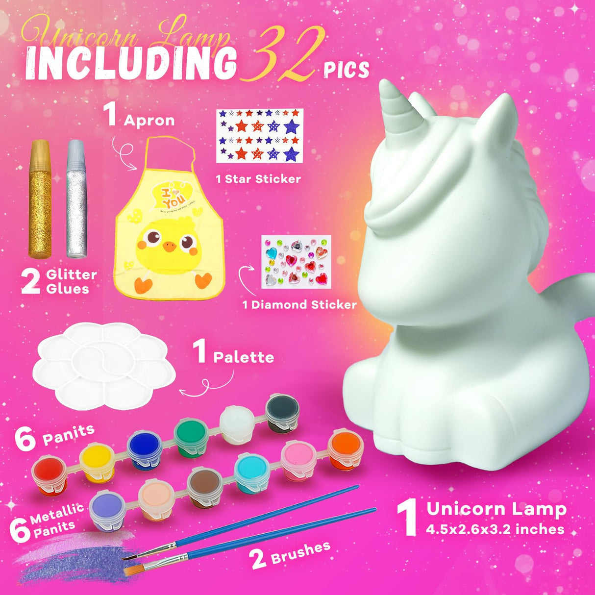 Cokiki Paint Your Own Unicorn Lamp Kit, Art Supplies DIY Crafts Night Light Painting Kit, Arts and Crafts for Kids Ages 8-12, Birthday Party Holiday Creative Gift for Girls Boys Ages 6 7 8 9 10 11 12+ Cokiki