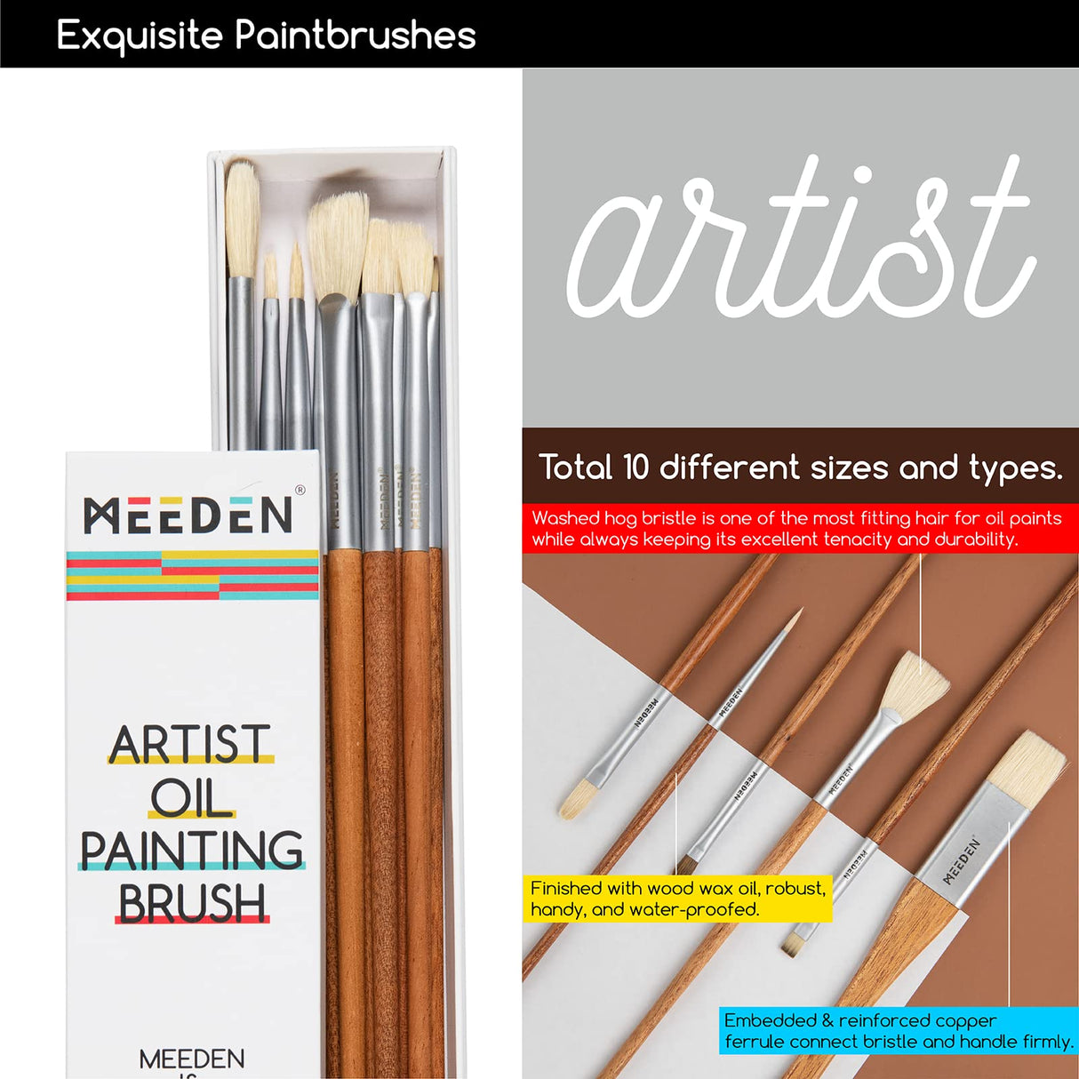 MEEDEN Oil Painting Kit, Painting Sets with Sketch Easel Box, Professional Art Paint Supplies Kit with Paint Brushes, Palette Knives, Canvases for Painting Supplies for Adults MEEDEN