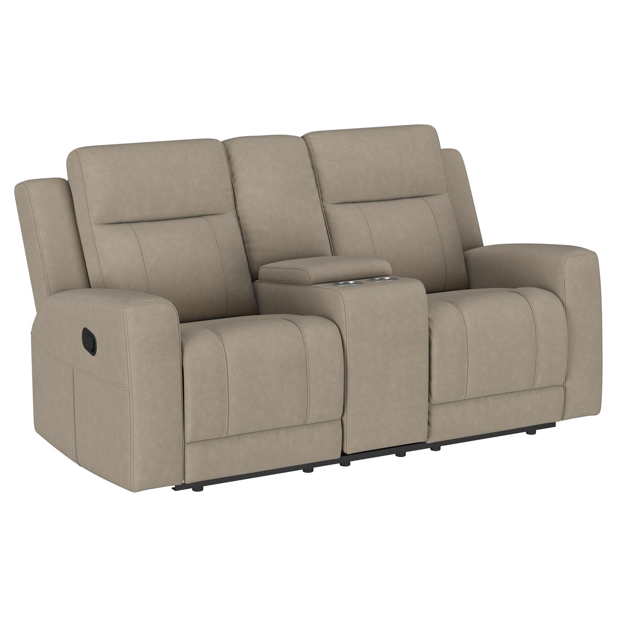 Coaster Home Furnishings - Brentwood - Fabric - Manual Motion Reclining Loveseat with Tufted Accents and Track Arms - Living Room - 30-Inch - Taupe - 610282 Coaster Fine Furniture